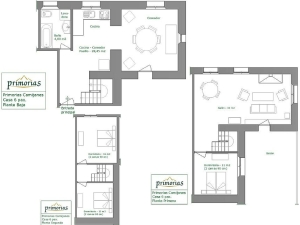 Plano de superficie de la casa rural para 6 personas en Camijanes