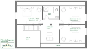 Plano de superficie de la casa para 10 personas en Boquerizo