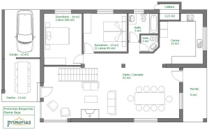 Plano de superficie de la casa para 10 personas en Boquerizo